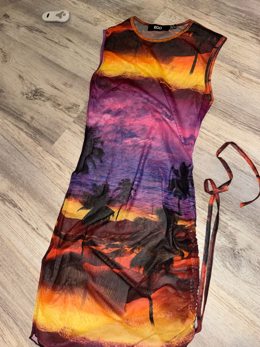 EGO Sunset Palm Print Mesh Dress - Multicolor